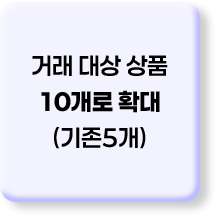 거래 대상 상품 10개로 확대 (기존5개)
